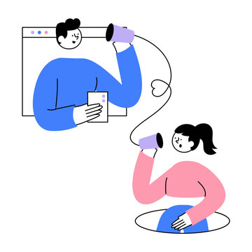 An illustration of a string telephone designed in a flat style