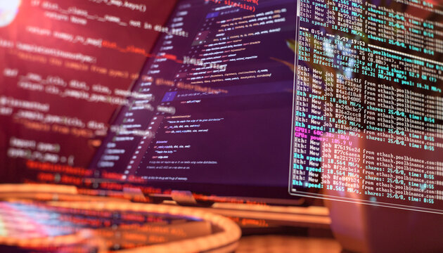 Cryptocurrency mining and coding terminal overlay