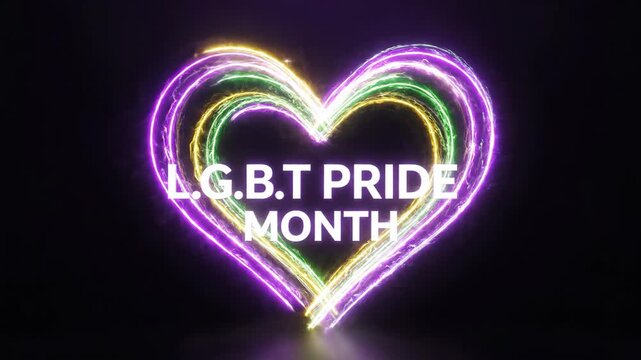 L.G.B.T PRIDE MONTH text with glowing energy lines