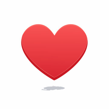 A simple heart icon vector floats in air with minimalist design and solid red color