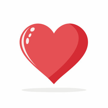 A simple heart icon vector with clean minimalist design in solid red color