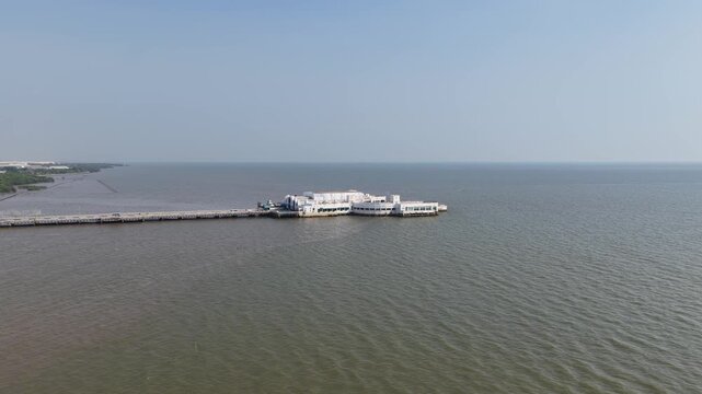 Aerial view of bang pu recreation center pier in thailand