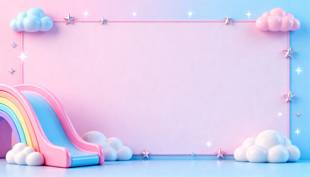 Rainbow Cloud Pastel Frame Background