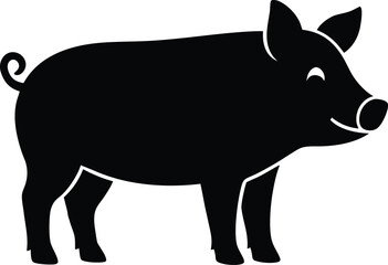 Fototapeta premium Pig Flat Icon Style Silhouette Vector Art Illustration