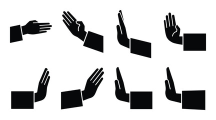 Obraz premium Set of hand gestures indicating stop and refusal. warning signs and communication