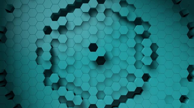 Blue, tech-inspired, water-ripple hexagonal honeycomb background