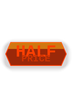 Outlet sale tag-shaped label with clearance styling. Factory off-price retail graphic isolated.