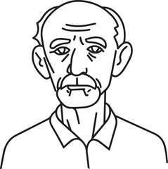 Obraz premium Hand Drawn Elderly Male Doctor Black and White Illustration in Minimal Line Art Style Design