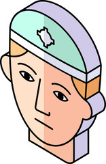 Fototapeta premium Isometric Female Surgeon Head with Medical Cap Vector Illustration