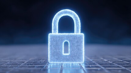 Fototapeta premium Digital Representation of a Secure Lock Symbolizing Cybersecurity and Data Protection in the Virtual World