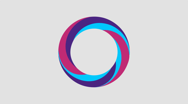 Abstract colorful ring logo design on a light gray background.