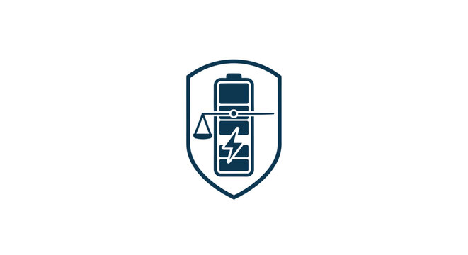 Shielded Battery Icon Representing Power and Energy Protection.