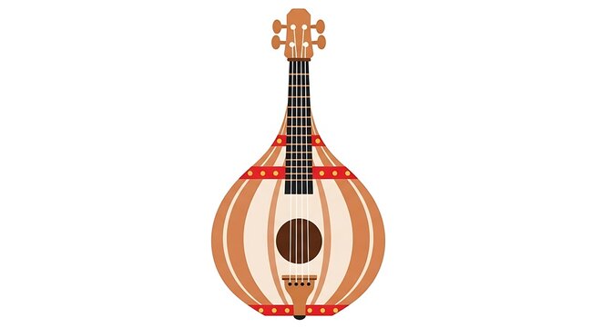 A vector illustration of a traditional stringed musical instrument, featuring an ornate design