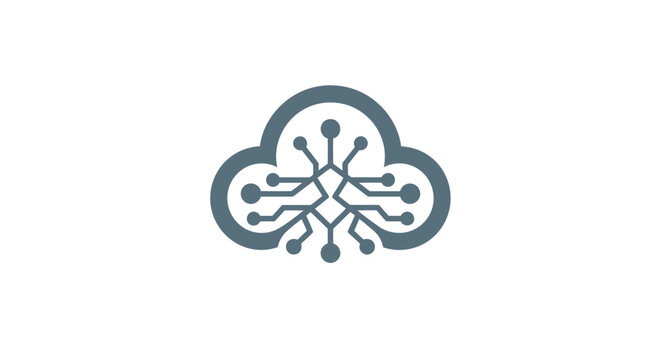 Modern Cloud Computing Technology Logo Design on White Background.