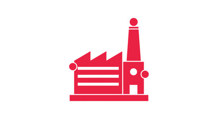 Naklejka premium Red Industrial Factory Building Icon Isolated on White Background.