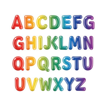 Multicolored alphabet letters in bubbles 2.