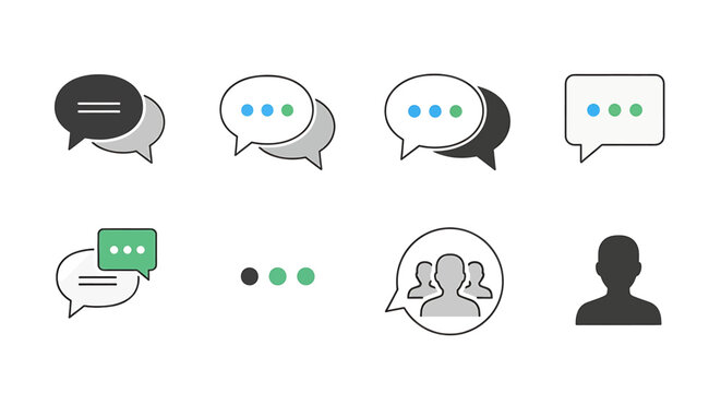 Chat speech bubbles and user profile.