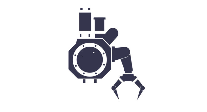 Modern Robotic Arm Illustration Isolated on a White Background.