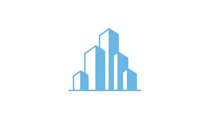 Fototapeta premium Modern Architectural Illustration of a City Skyline in Blue and White.