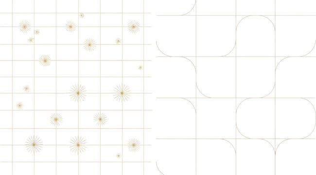 Seamless pattern with geometric lines and starburst elements