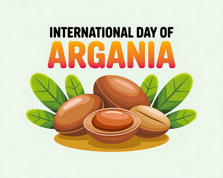 International Day of Argania celebration with argan nuts and leaves
