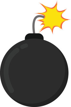 Cartoon Bomb Icon with Burning Fuse &ndash; Explosion Concept Illustration