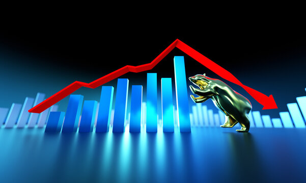 Economic development failure, stock market decline, development failure and downward arrow