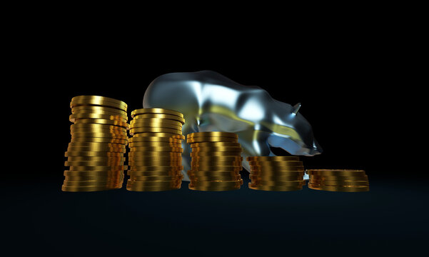 Economic development failure, stock market decline, development failure and downward arrow
