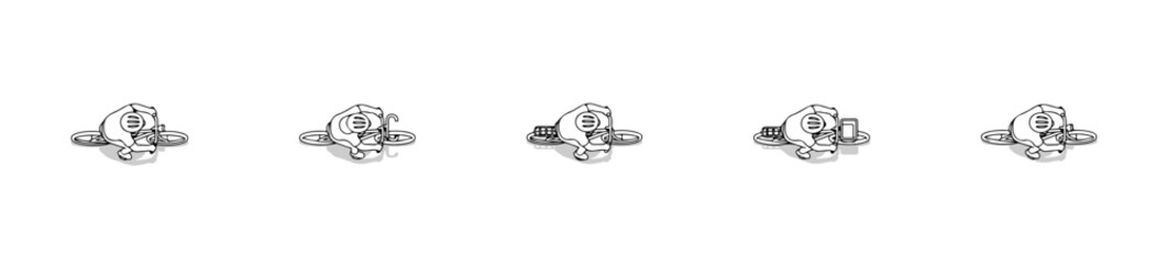Top View Cyclist Vector with White Fill and Black Outlines, Flat Design Bicycle Scale Figures for Architectural Floor Plans and Site Layouts © MkJutt