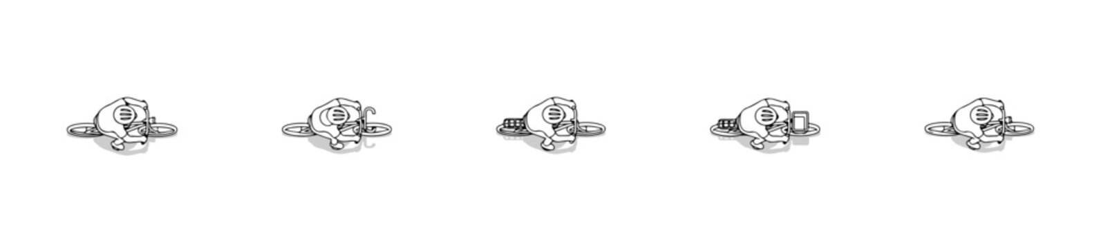 Top View Cyclist Vector with White Fill and Black Outlines, Flat Design Bicycle Scale Figures for Architectural Floor Plans and Site Layouts
