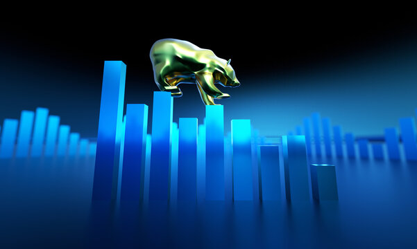 Economic development failure, stock market decline, development failure and downward arrow