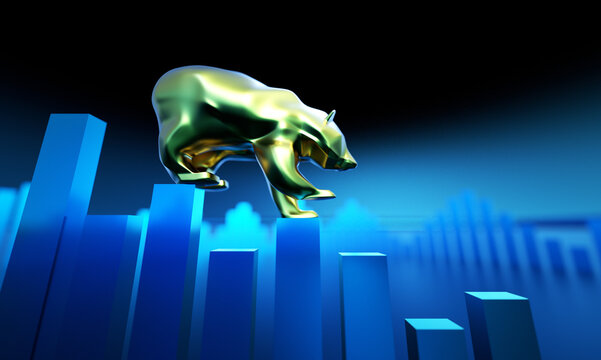 Economic development failure, stock market decline, development failure and downward arrow