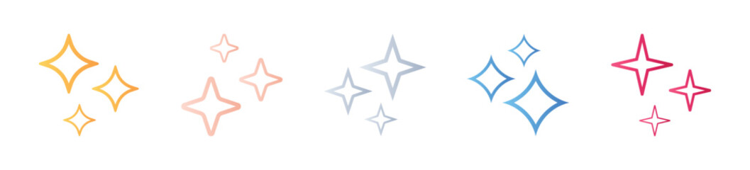 Obraz premium Generative AI star thin icon set. Set of Generative AI star, logo and three star icon - Stock Vector 
