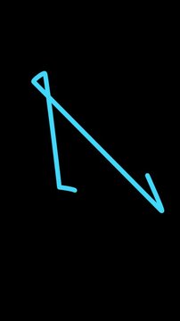 A bright blue l shaped line on a solid black background with simple design