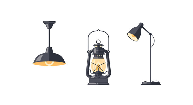 Black metal lamps with shades.