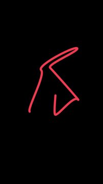 A red line on a black background with a sharp turn in the middle