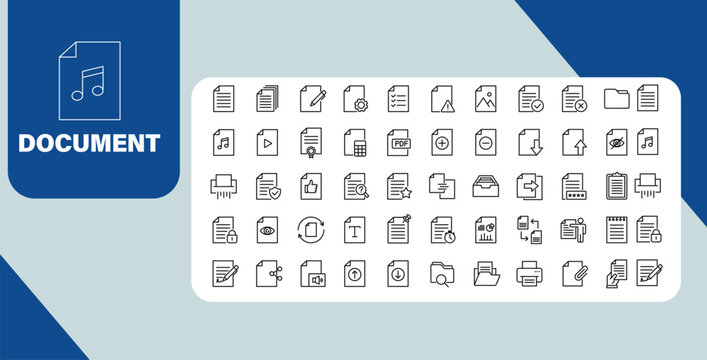 Document File Line Icons Data Management Office Files Formats and Storage Concept