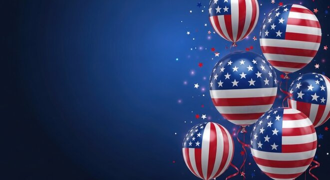 Happy independence day festive american balloons patriotic celebration background