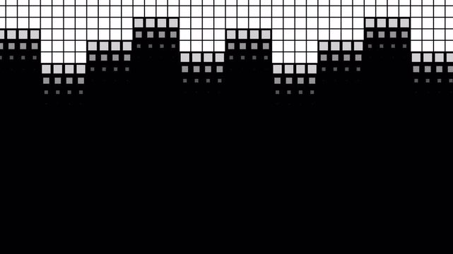Animation halftone transition on transparent background glitch pixel grid wipe overlay alpha matte