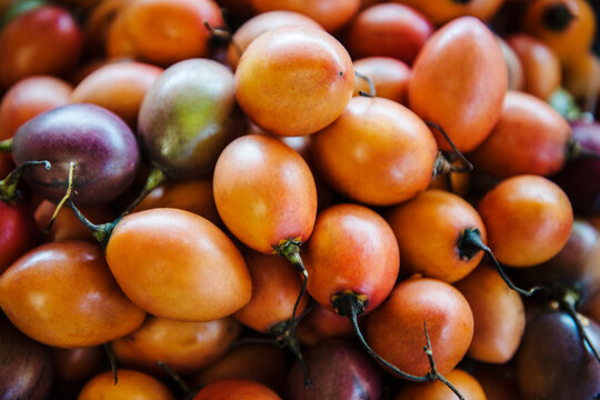 Tamarillos, also known as Tree Tomatoes at the farmers market 