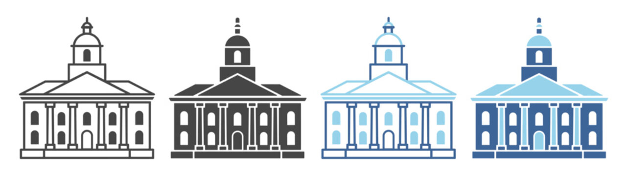 Harvard education campus outline icon set on transparent background