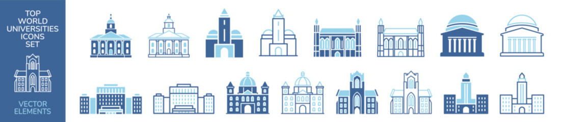 University education campus outline icon set © Pavlo