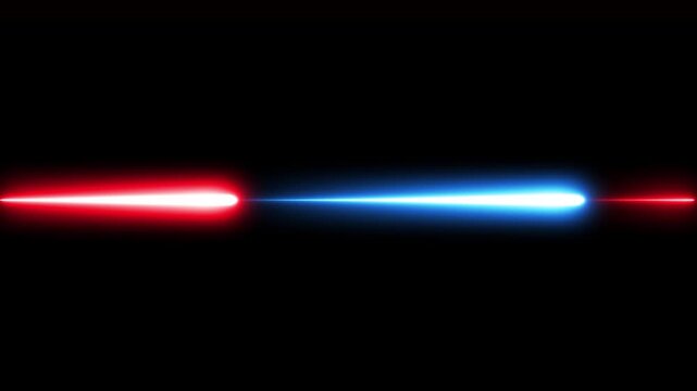 Two light swords clash in darkness animated.