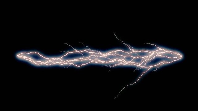 Powerful electrical lightning bolt arcing dynamically, generating intense energy and glowing light in compelling abstract motion video.
