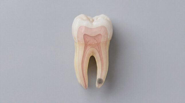 Deep dive into a magnificent human tooth exposing its layered elegance from enamel to pulp, signaling a developing root problem