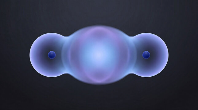 Luminous quantum dance of two atoms revealing their profound, shared connection in the boundless subatomic realm
