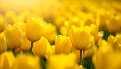 Obraz premium Close up yellow tulip bed 