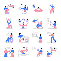 Fototapeta premium Pack of Flat Style Management Illustrations