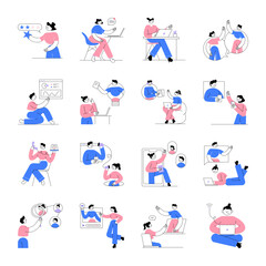 Fototapeta premium Collection of Flat Style Networking Illustrations