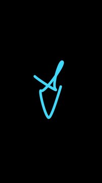 A bright blue checkmark on a solid black background with simple design
